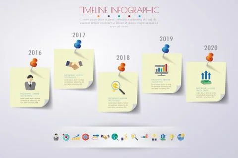 Timeline infographics with icons set. vector. illustration. Stock Illustration