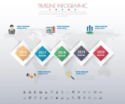 Timeline infographics with icons set. vector. illustration. Stock Illustration