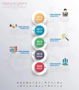 Timeline infographics with icons set. vector. illustration. Stock Illustration