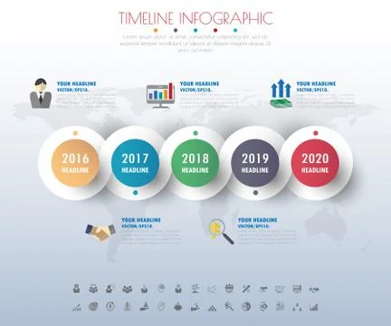 Timeline infographics with icons set. vector. illustration. Stock Illustration