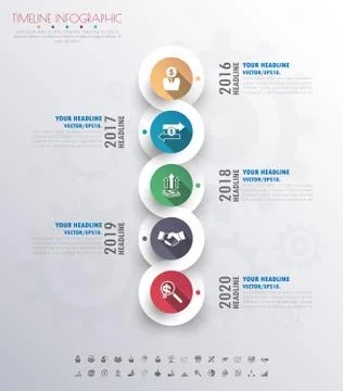 Timeline infographics with icons set. vector. illustration. Stock Illustration