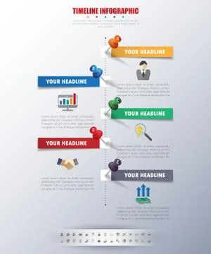Timeline infographics with icons set. vector. illustration. Stock Illustration