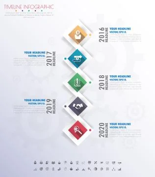 Timeline infographics with icons set. vector. illustration. Stock Illustration