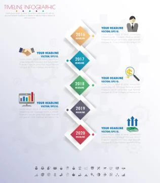 Timeline infographics with icons set. vector. illustration. Stock Illustration