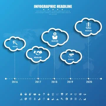 Timeline infographics with icons set. vector. illustration. Stock Illustration