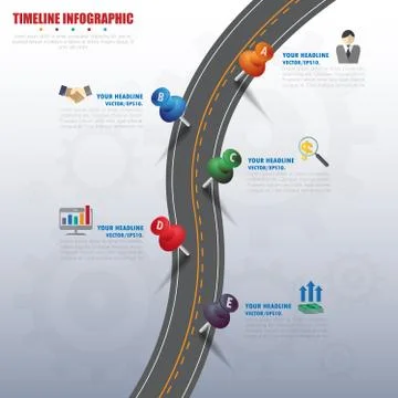 Timeline infographics with icons set. vector. illustration. Stock Illustration