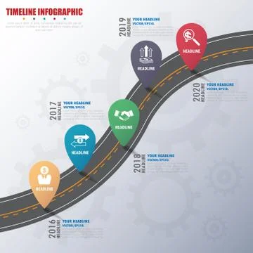 Timeline infographics with icons set. vector. illustration. Stock Illustration