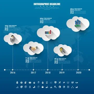 Timeline infographics with icons set. vector. illustration. Stock Illustration
