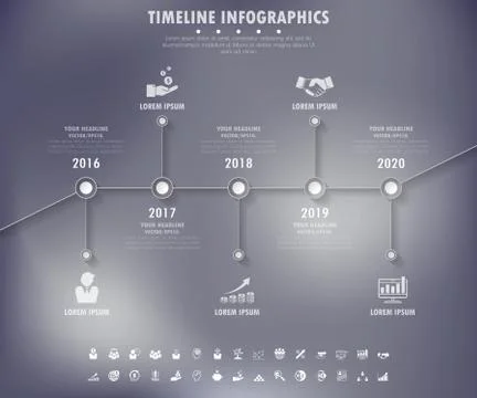 Timeline infographics with icons set. vector. illustration. Stock Illustration