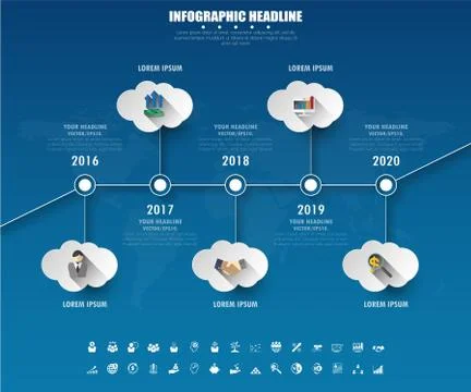 Timeline infographics with icons set. vector. illustration. Stock Illustration