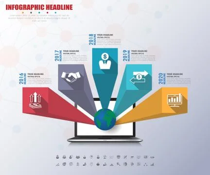 Timeline infographics with icons set. vector. illustration. Stock Illustration