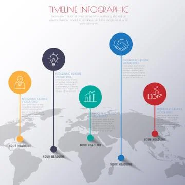 Timeline infographics with icons set. vector. illustration. Stock Illustration