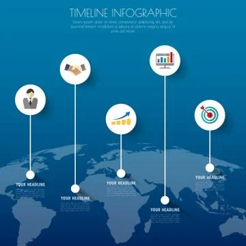 Timeline infographics with icons set. vector. illustration. Illustrazione stock