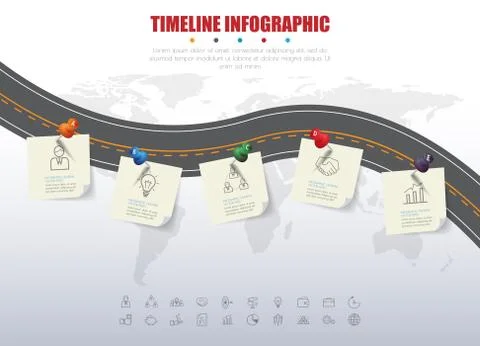 Timeline infographics with icons set. vector. illustration. Stock Illustration