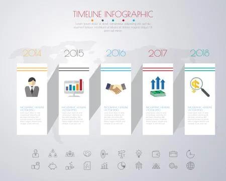 Timeline infographics with icons set. vector. illustration. Stock Illustration