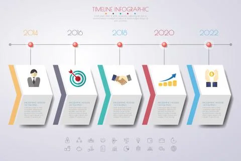 Timeline infographics with icons set. vector. illustration. Stock Illustration