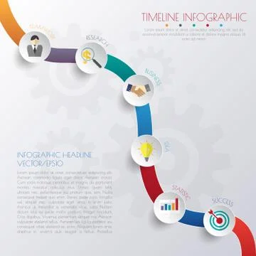 Timeline infographics with icons set. vector. illustration. Stock Illustration