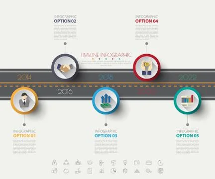 Timeline infographics with icons set. vector. illustration. Stock Illustration