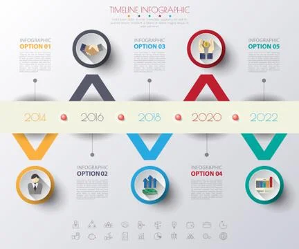Timeline infographics with icons set. vector. illustration. Stock Illustration