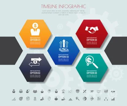 Timeline infographics with icons set. vector. illustration. Stock Illustration