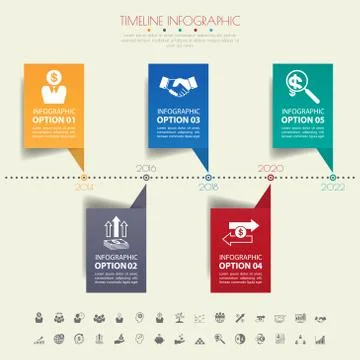 Timeline infographics with icons set. vector. illustration. Stock Illustration