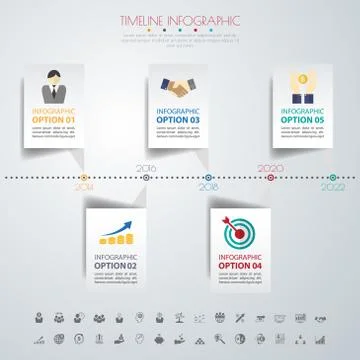 Timeline infographics with icons set. vector. illustration. Stock Illustration
