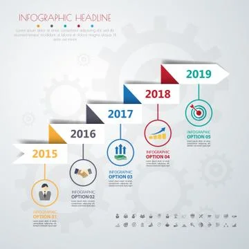 Timeline infographics with icons set. vector. illustration. Stock Illustration
