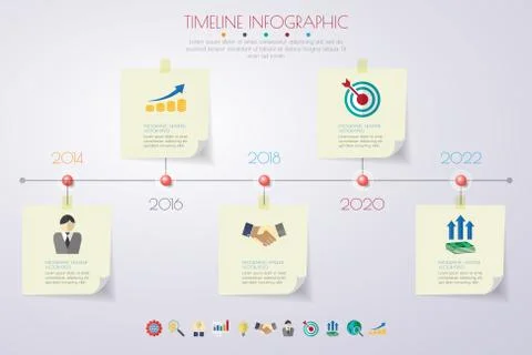 Timeline infographics with icons set. vector. illustration. Stock Illustration