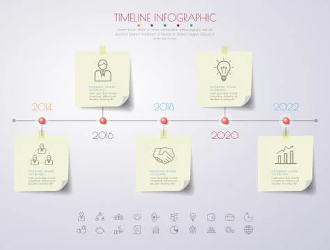 Timeline infographics with icons set. vector. illustration. Stock Illustration