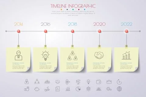 Timeline infographics with icons set. vector. illustration. Stock Illustration