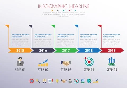 Timeline infographics with icons set. vector. illustration. Stock Illustration