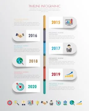 Timeline infographics with icons set. vector. illustration. Stock Illustration