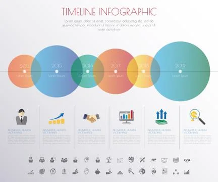 Timeline infographics with icons set. vector. illustration. Stock Illustration