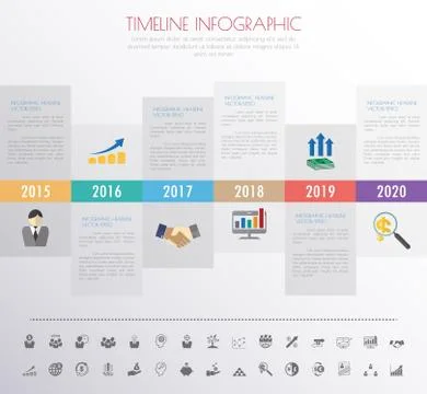 Timeline infographics with icons set. vector. illustration. Stock Illustration