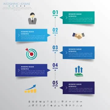 Timeline infographics with icons set. vector. illustration. Illustrazione stock