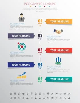 Timeline infographics with icons set. vector. illustration. Stock Illustration