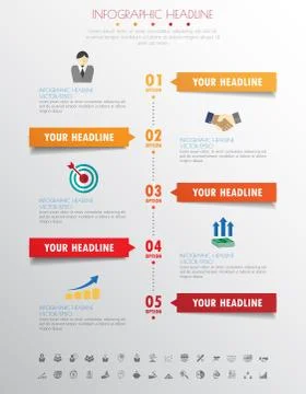Timeline infographics with icons set. vector. illustration. Stock Illustration