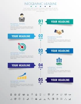 Timeline infographics with icons set. vector. illustration. Illustrazione stock