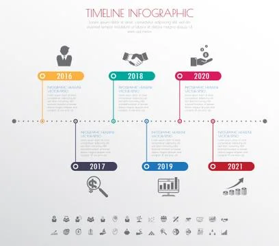 Timeline infographics with icons set. vector. illustration. Stock Illustration