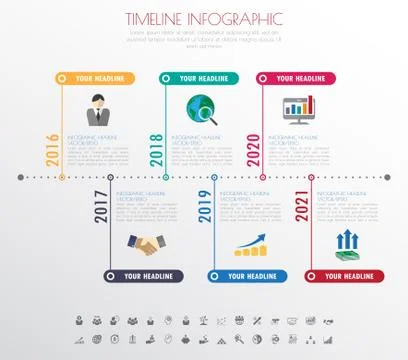 Timeline infographics with icons set. vector. illustration. Stock Illustration