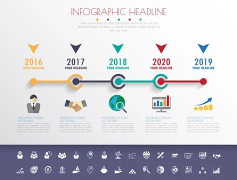 Timeline infographics with icons set. vector. illustration. Stock Illustration