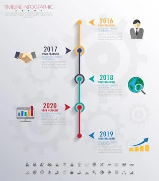 Timeline infographics with icons set. vector. illustration. Stock Illustration