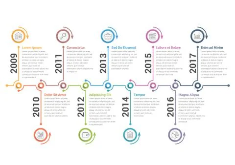 Timeline Infographics Illustrazione stock
