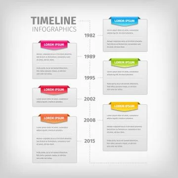 Timeline Infographics with soft gray boxes and border. Illustrazione stock