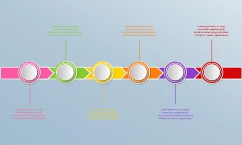 Timeline infographics template with arrows, flowchart, workflow or process in Stock Illustration