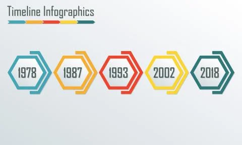 Timeline Infographics template. Horizontal design elements. Colorful vector illu Stock Illustration