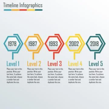Timeline Infographics template. Horizontal design elements. Colorful vector illu Stock Illustration