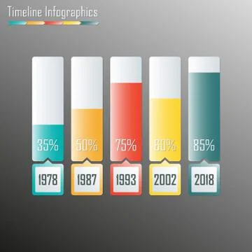 Timeline Infographics template. Horizontal design elements. Colorful vector Stock Illustration