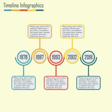 Timeline Infographics template. Horizontal design elements.  Stock Illustration