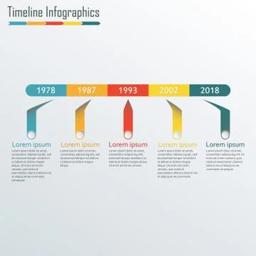 Timeline Infographics template. Horizontal design elements. Colorful vector  Stock Illustration